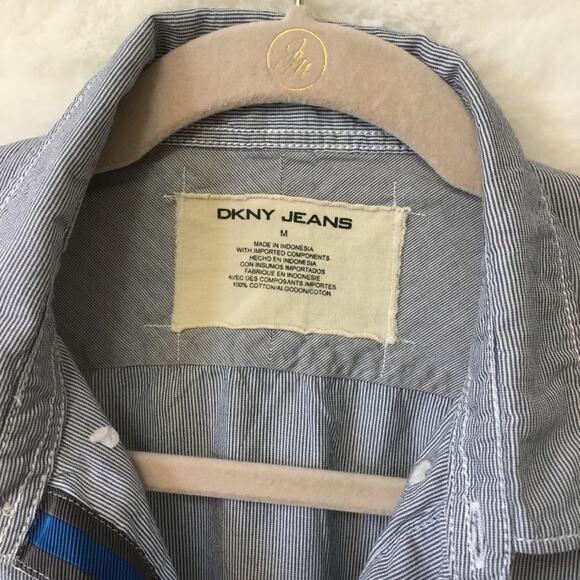 DKNY Jeans Blue Striped Button-Up Shirt - Picture 3 of 14